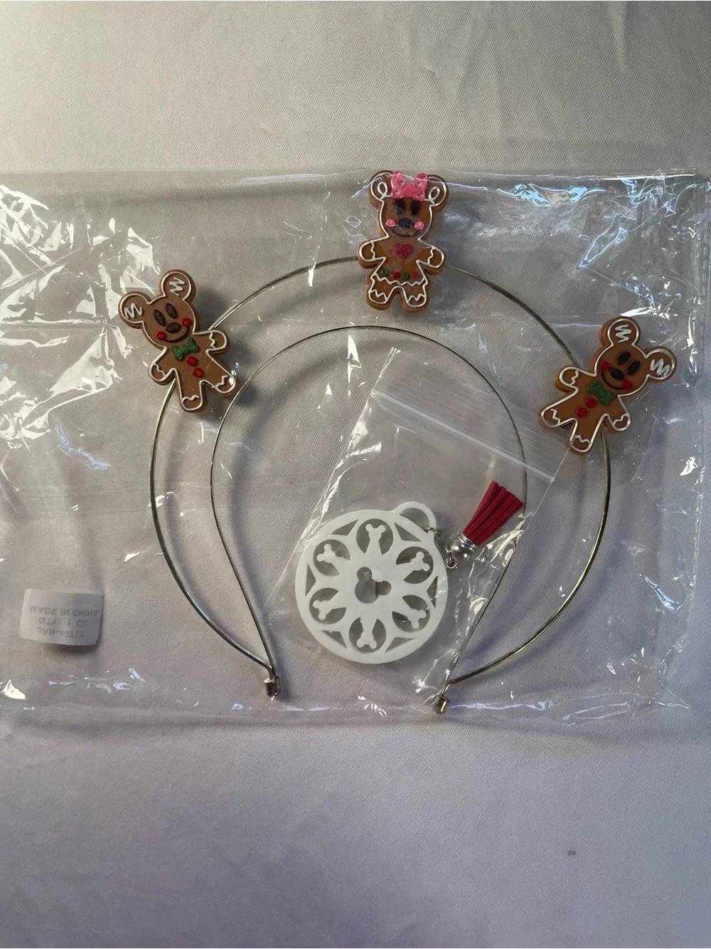 Mickey And Minnie Gingerbread Halo Headband & Snowflake Keychain Bundle Disney